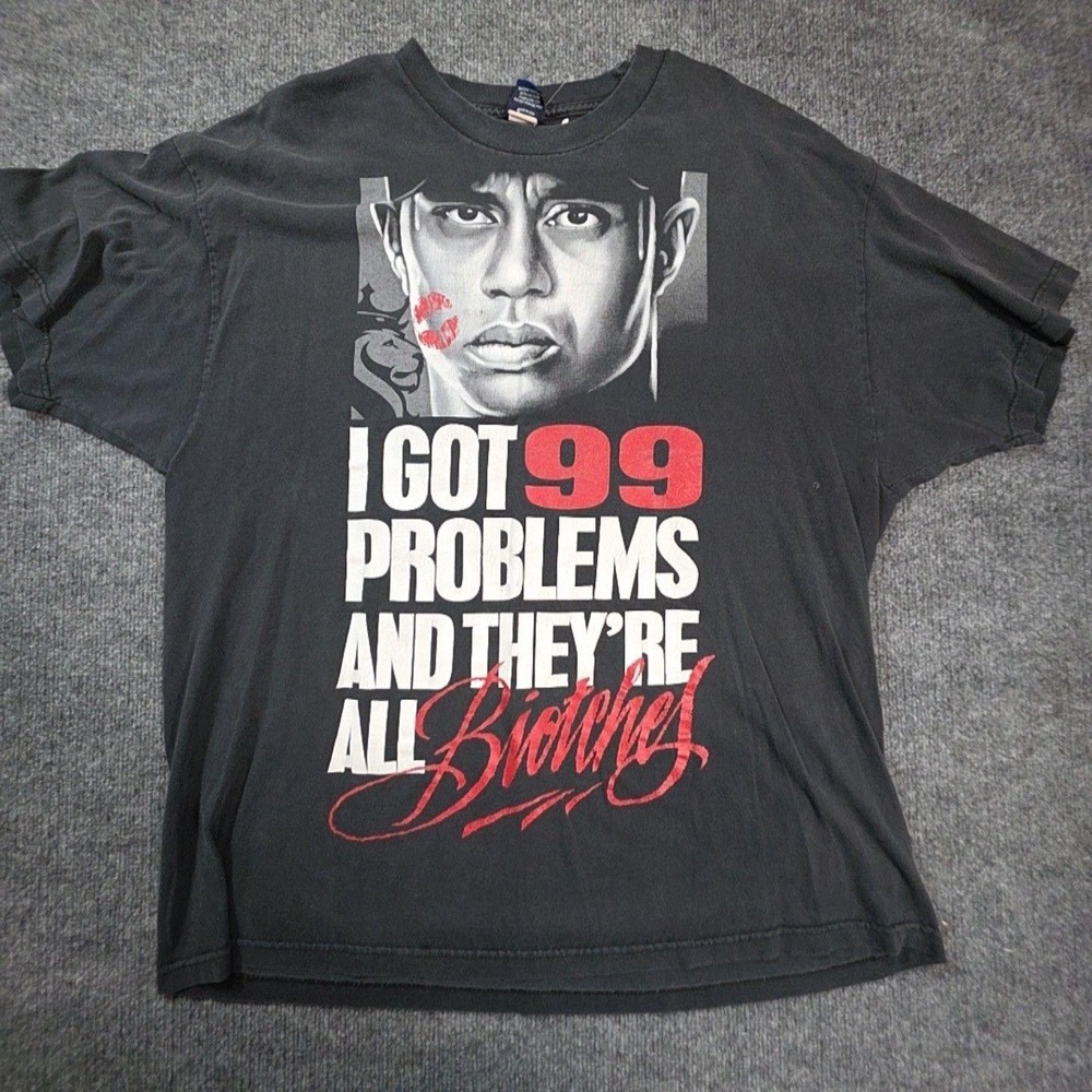 Wolf Shirt Mens 2XL Black 99 Problems Graphic Tee T-Shirt Funny Humor